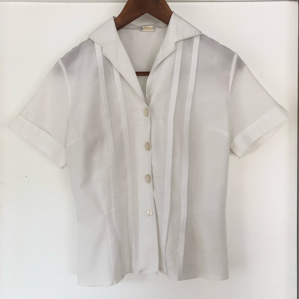 Vintage white fitted blouse, size s